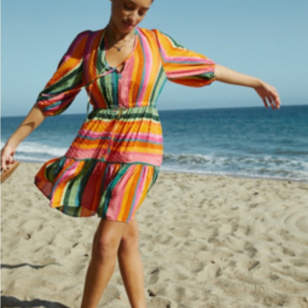 Farm Rio for Anthropologie Vibrant Striped Dress